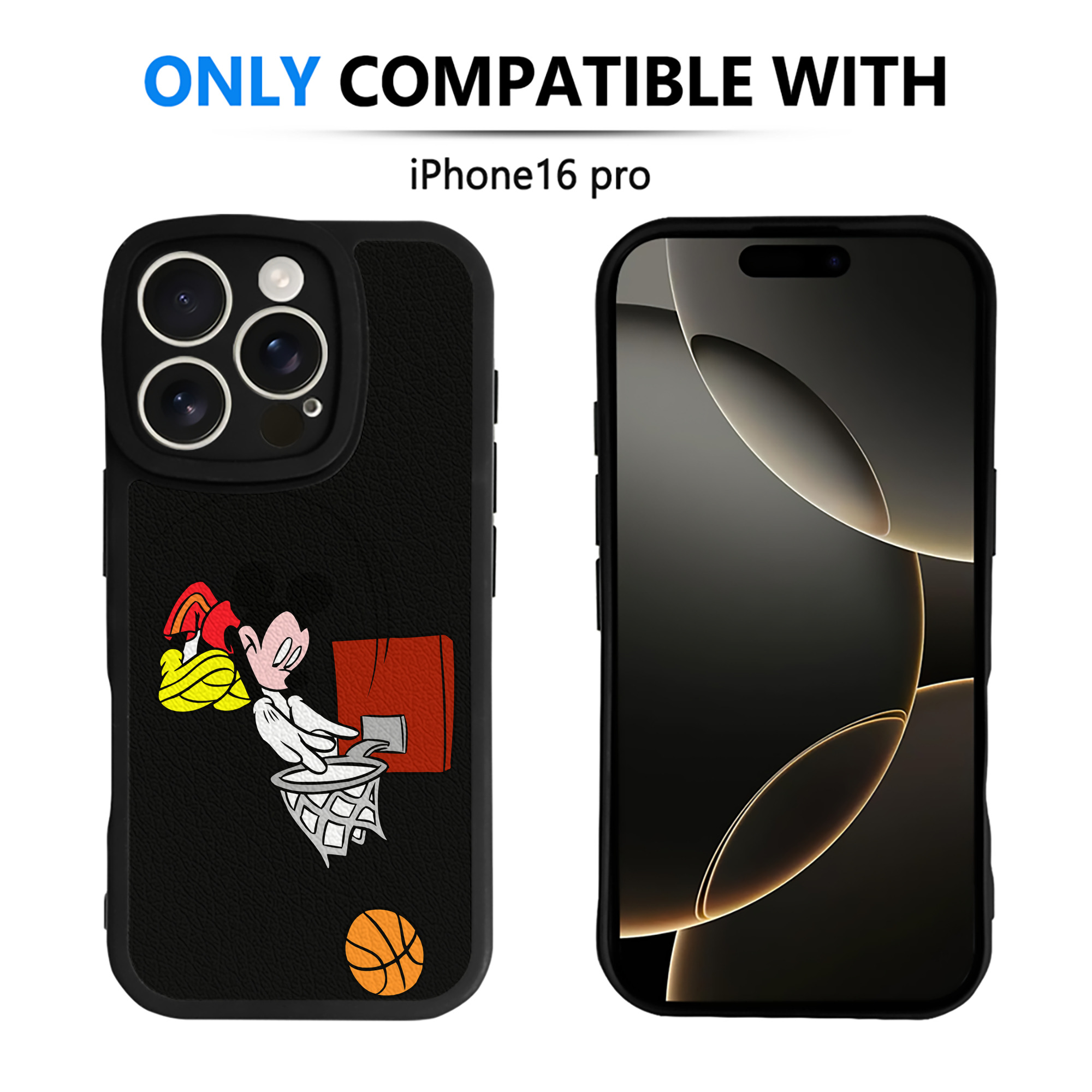 （画像用） ミッキーマウス Mickey Mouse 【iPhone 16シリーズ対応】シリコンスマホケース（レザー調） 材質：シリコン